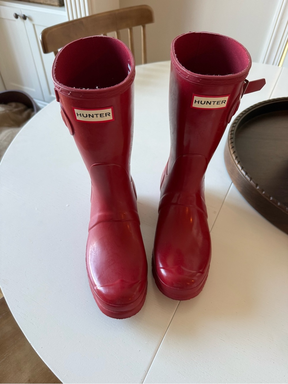 Hunter Women’s Red Glossy Waterproof Rain Boots